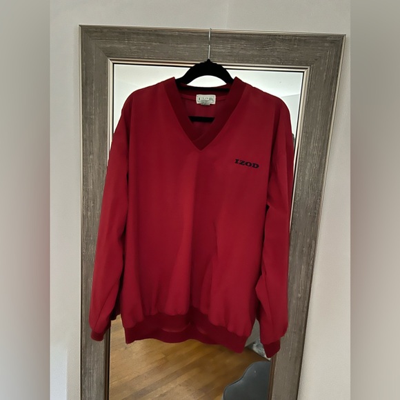 *VINTAGE* Izod Golf Men's Red Pullover Nylon Windbreaker W Pockets; Size M - Picture 1 of 8